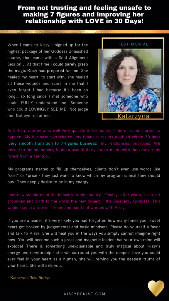 Katarzyna Testimonial For Kissy Denise