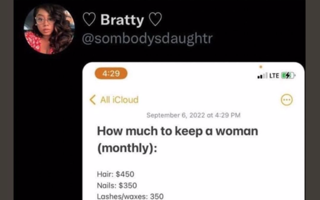 Woman shows how it easily costs more than $5,000 a month to keep a woman